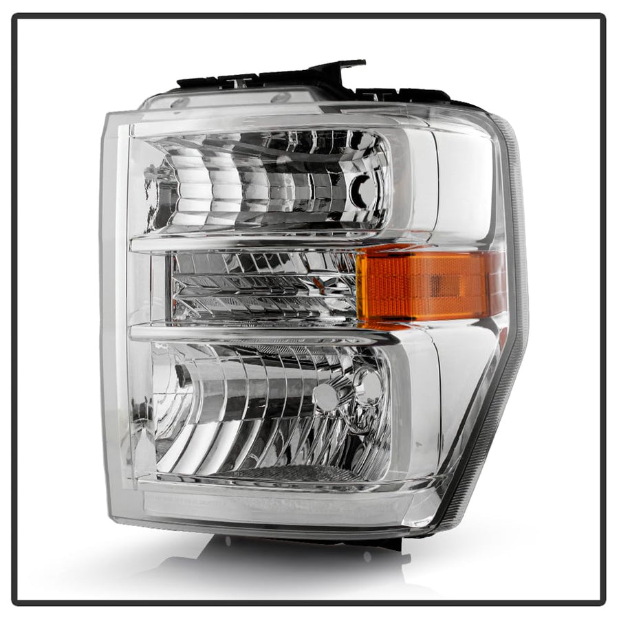 (POE) Ford E150 E250 08-14 / E350~E550 SuperDuty 08-19 / E550 08-17 / F650 F750 16-17 Headlights Crystal - Low Beam-H13(Included) ; High Beam-H13(Included) ; Signal-3157A(Included) - OE SET Chrome