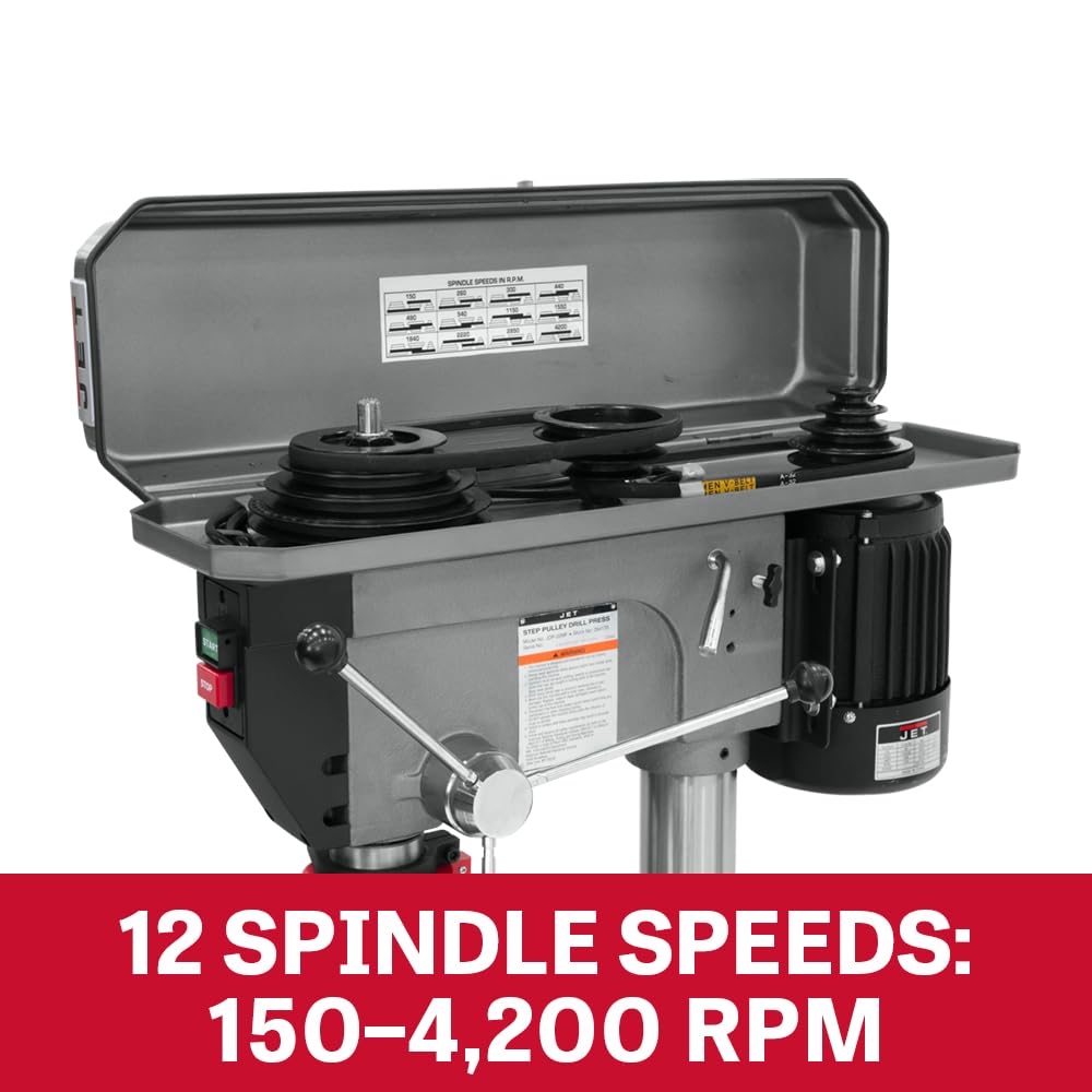 20-Inch JET Floor Drill Press, 12 Speed, 1-1/2 HP, 115/230V 1Ph (JDP-20MF)
