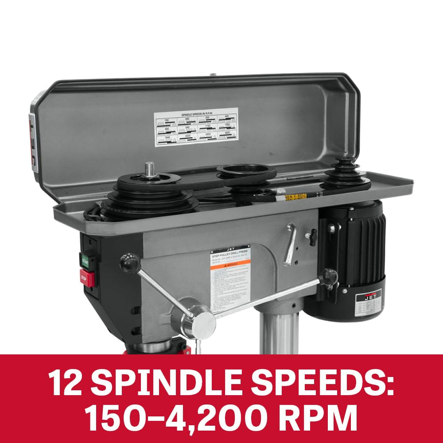 20-Inch JET Floor Drill Press, 12 Speed, 1-1/2 HP, 115/230V 1Ph (JDP-20MF)
