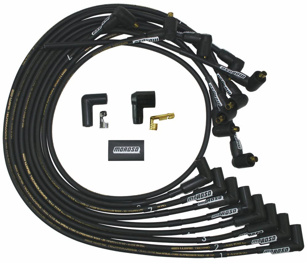 Moroso Mag Tune 9877M Spark Plug Wires, Fits Big Block Chevy w/Non HEI Distributor, 90 Degree Plugs