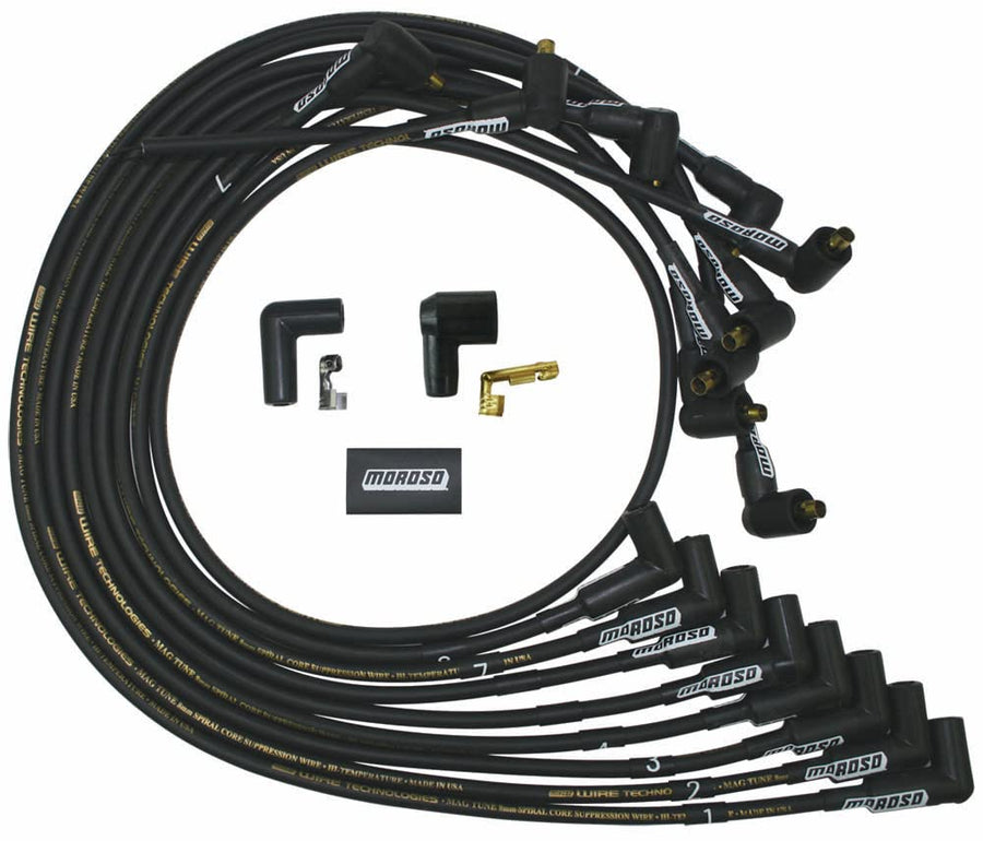 Moroso Mag Tune 9877M Spark Plug Wires, Fits Big Block Chevy w/Non HEI Distributor, 90 Degree Plugs