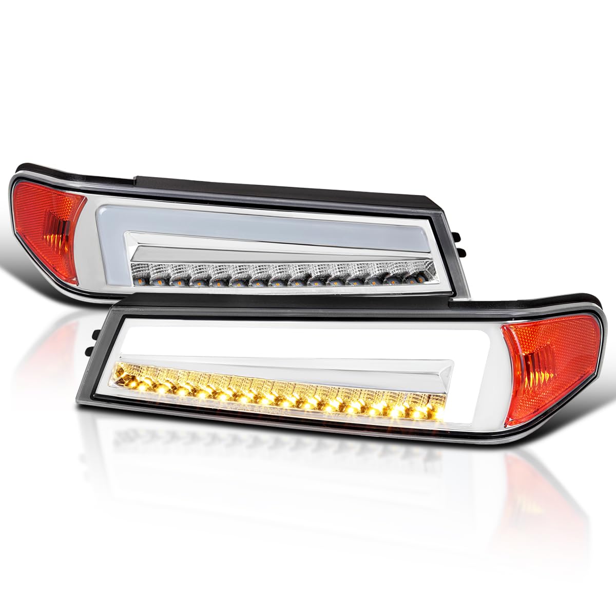 Full LED Corner Lights SPEC-D TUNING with Sequential Turn Signal, Compatible with 2004-2012 Chevy Colorado, Left + Right Pair Headlamps Assembly
