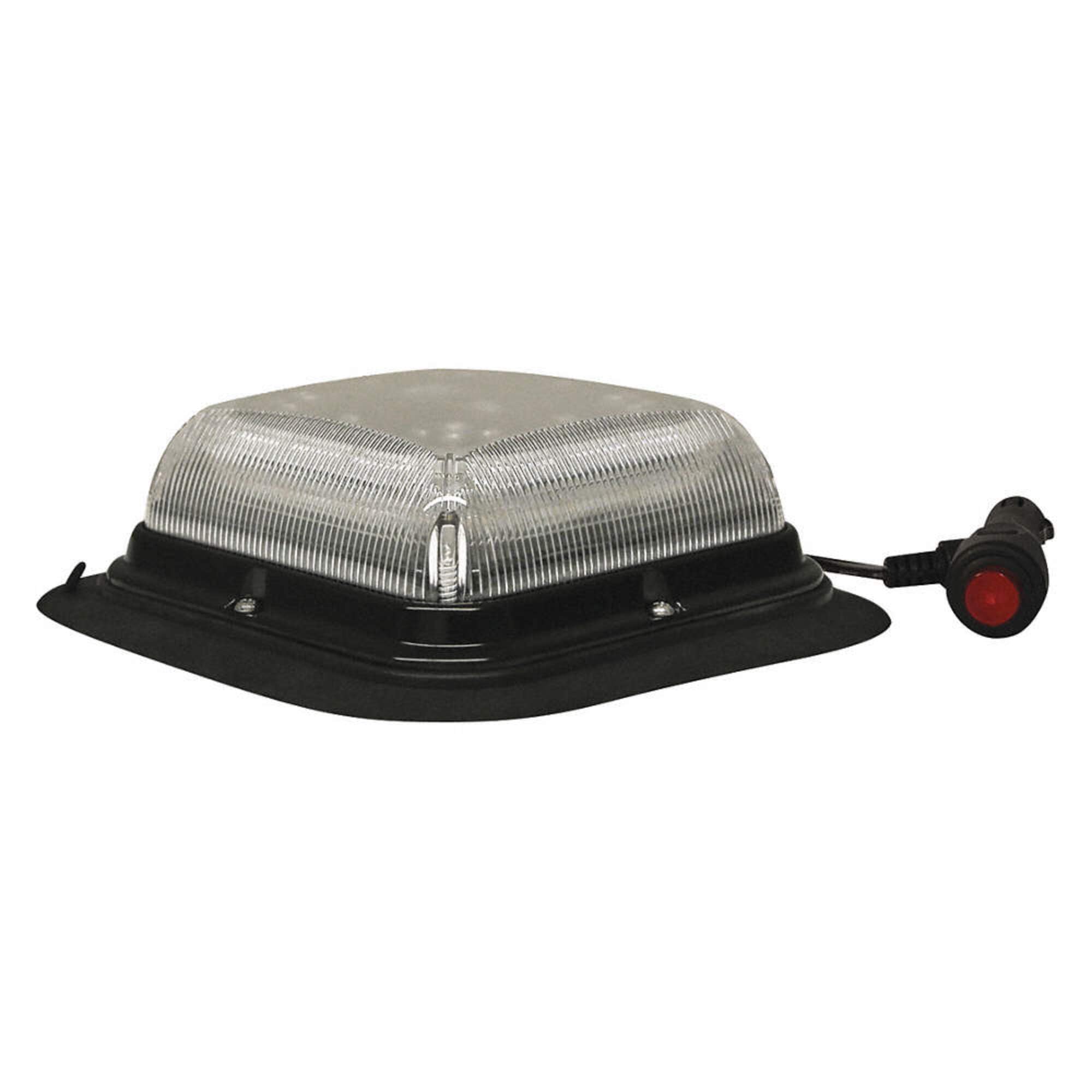 LED Beacon ECCO Square Poly Base Low Profile 12-24VDC 8 Flash Patterns Vacuum-Magnet Mount Clear