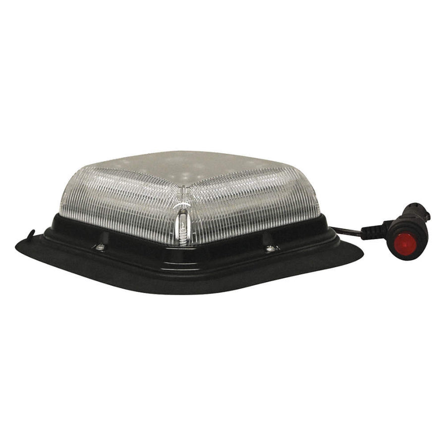 LED Beacon ECCO Square Poly Base Low Profile 12-24VDC 8 Flash Patterns Vacuum-Magnet Mount Clear