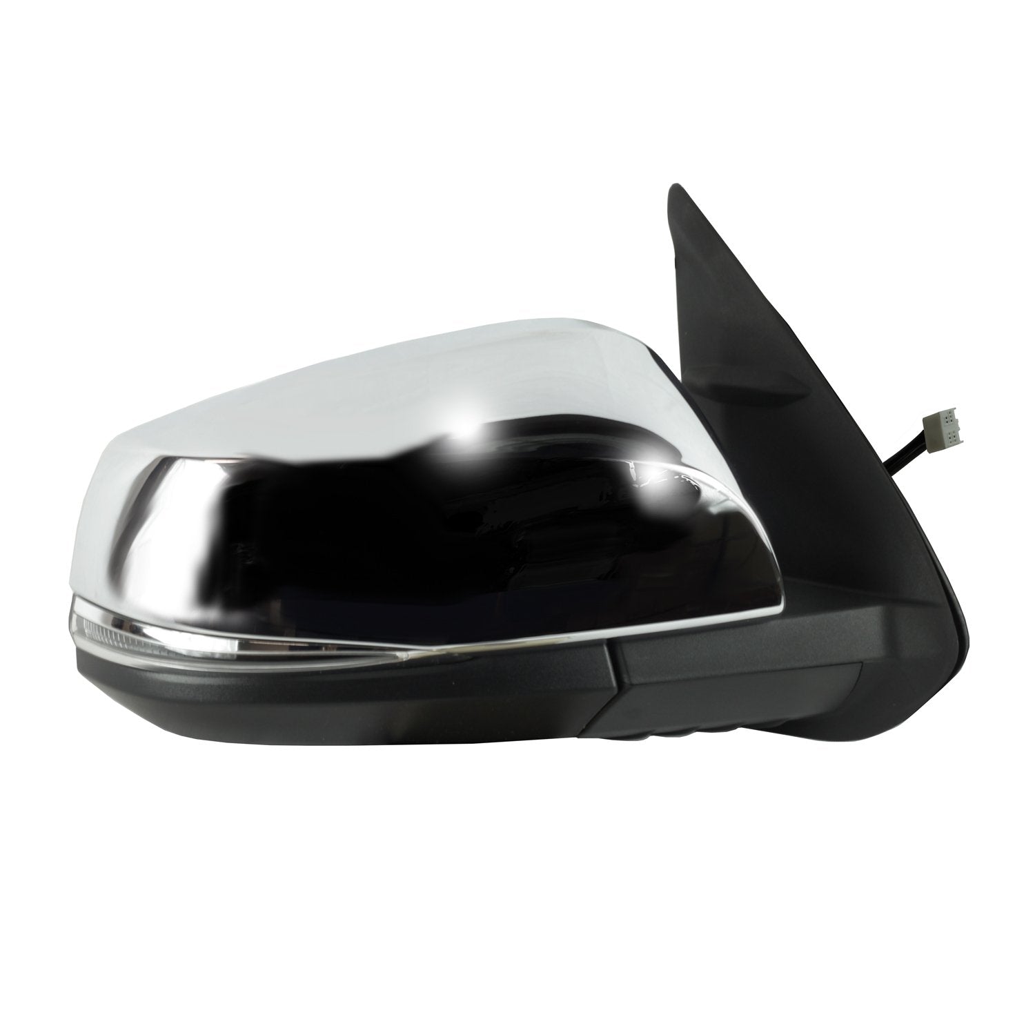 Mirror Passenger Side for Toyota Tacoma, Textured Black w/Chrome Cover, w/Turn Signal, Blind Spot Detection System, Foldaway, w/o Puddle Lamp, w/o Spot Mirror, Heated Power