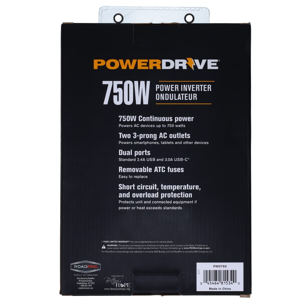 PowerDrive 750 Watt PWD750 Power Inverter -12v DC to 110v AC Car Converter with 2 USB Ports and 2 AC Outlets