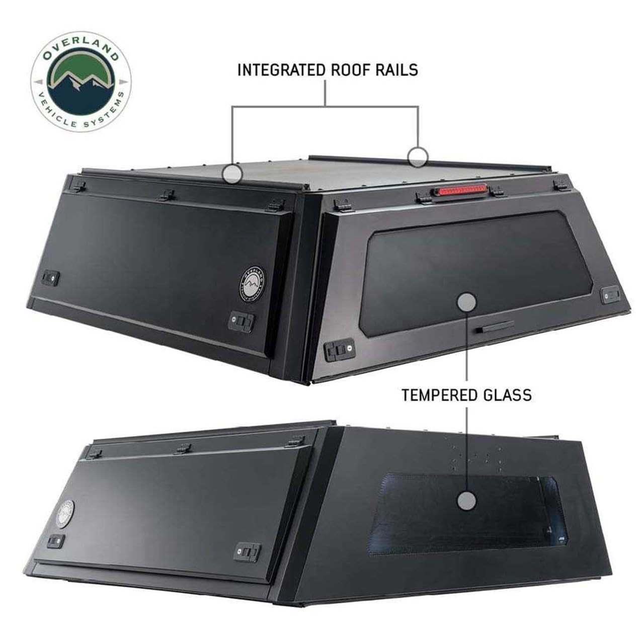Expedition - Overland Vehicle Systems - Truck Cap W/Full Wing Doors, Front and Rear Windows & 3rd Brake Light