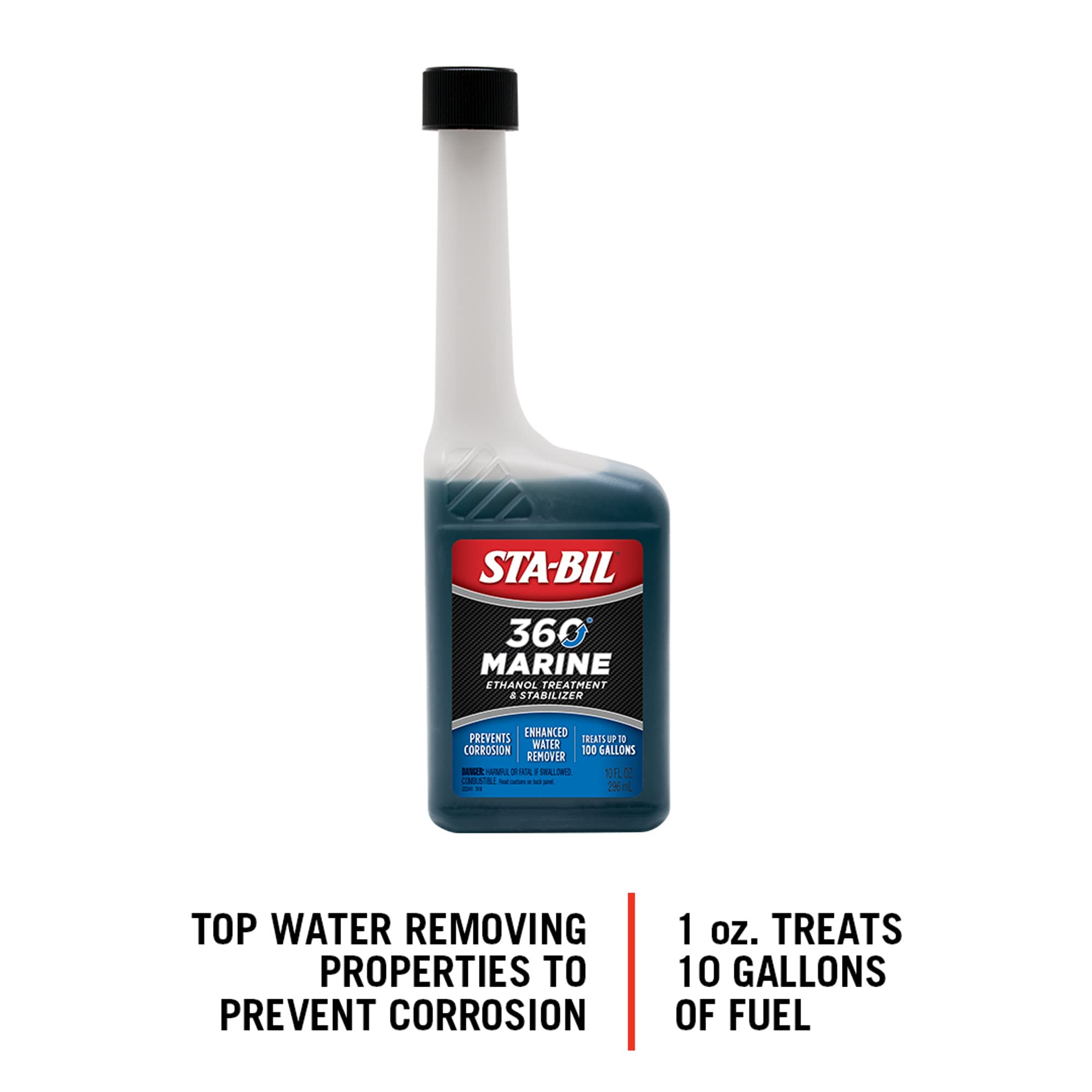 STA-BIL 360 Ethanol Treatment and Marine Fuel Stabilizer - Prevents Corrosion - Helps Clean Fuel System For Improved In-Season Performance - Treats Up To 100 Gallons, 10 fl. oz. (22241)