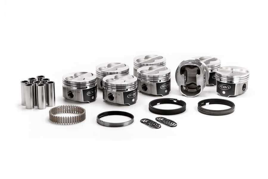 ICON IC9925KTM.030 Piston Set w/Rings FHR - Works with Ford 351W, Rod 5.956", Flat Top 4V