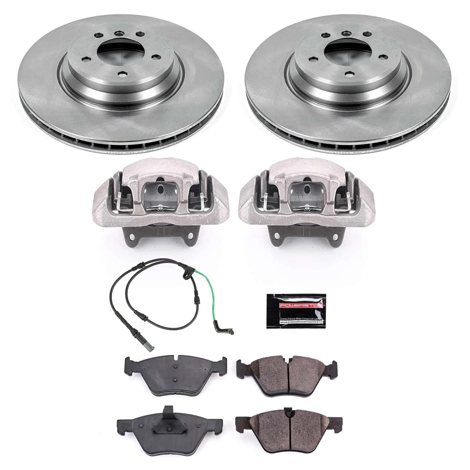 Power Stop KCOE6922 Autospeciality Front Brake Caliper Kit- Brake Rotors, Ceramic Brake Pads, Brake Calipers