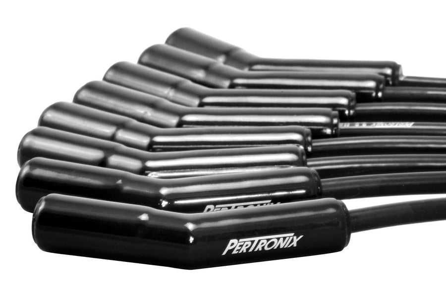 Pertronix Flame-Thrower 828215HT Spark Plug Wires 8 cyl Universal 45° Black Ceramic Boot; 8MM Black Wire