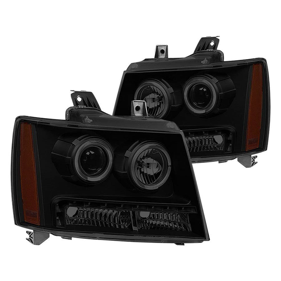 Headlight Xtune PRO-JH-CSUB07-LED-BSM (Chevy Suburban 1500/2500 07-14 / Chevy Tahoe 07-14 / Avalanche 07-14 Halo Projector W/LED s - Black Smoked)