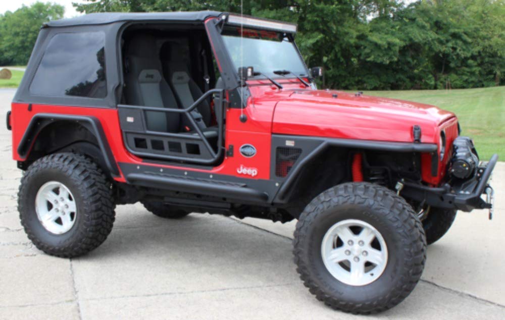 Jeep Front Tube Doors FISHBONE Offroad 97-06 Wrangler TJ Black Textured Powdercoat Steel