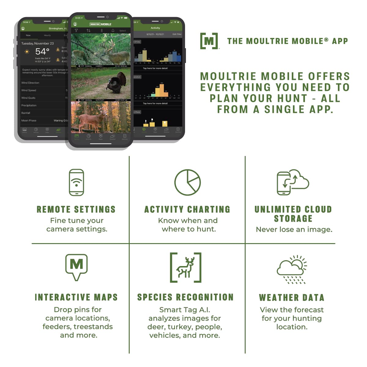 Moultrie Cellular Trail Camera Edge - Nationwide 4G LTE - HD Video-Audio - Built in Memory - Cloud Storage