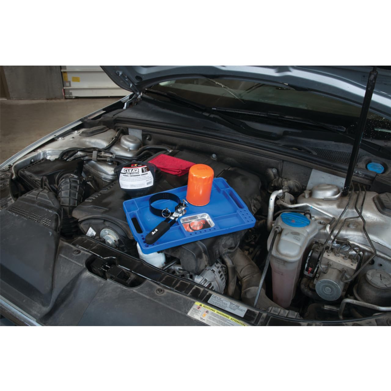 W54132 Performance Tool 4-in-1 Oil Filter Wrench - Swivel Handle, Interchangeable Bands, Dimpled Grip