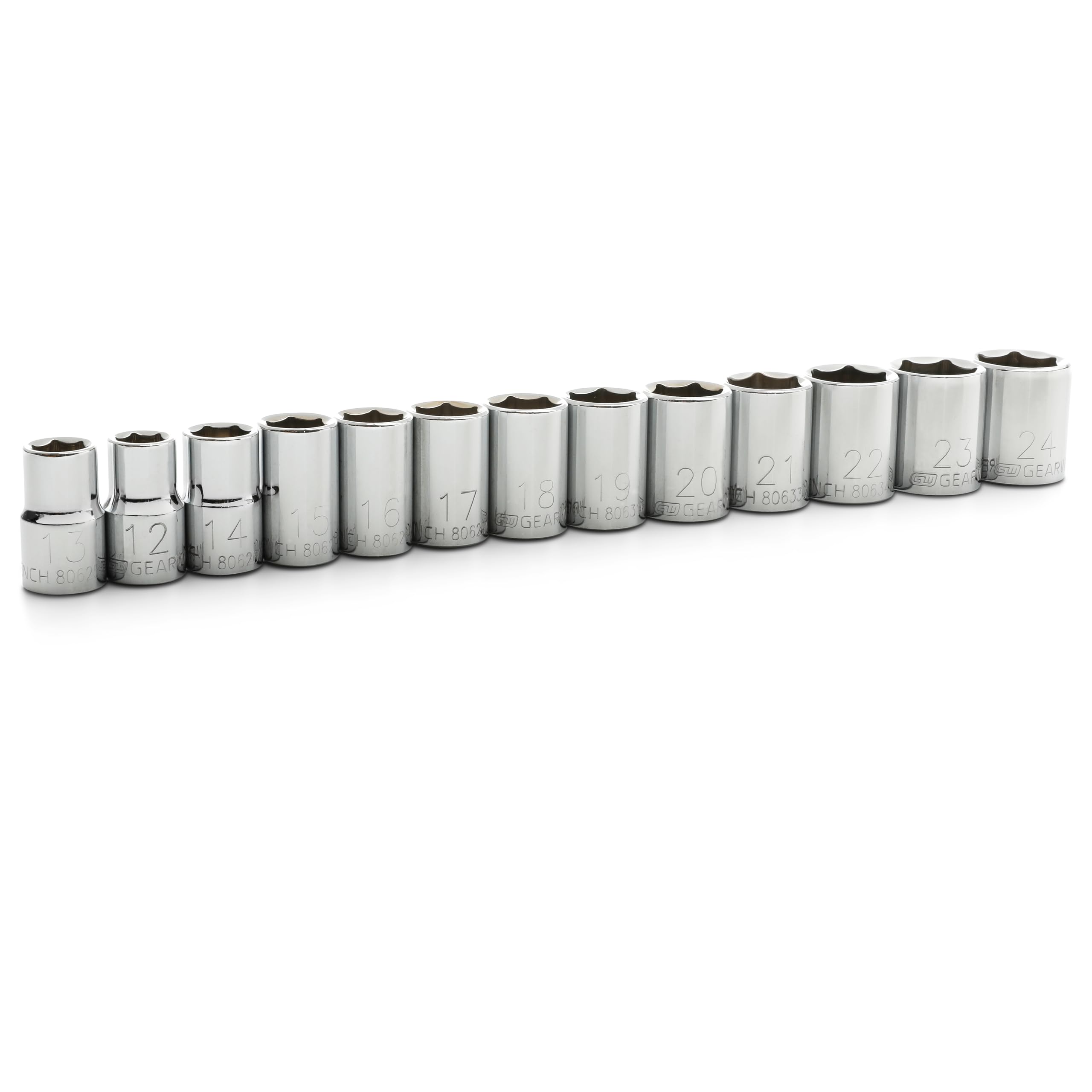 13 Pc. GEARWRENCH 1/2" Drive 6 Pt. Standard Socket Set, Metric - 80702
