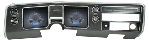 Dakota Digital VHX-68C-CVL-C-B Analog Dash Gauge System Compatible with 1968 Chevy Chevelle El Camino Carbon Fiber Style Blue Backlighting