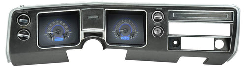 Dakota Digital VHX-68C-CVL-C-B Analog Dash Gauge System Compatible with 1968 Chevy Chevelle El Camino Carbon Fiber Style Blue Backlighting