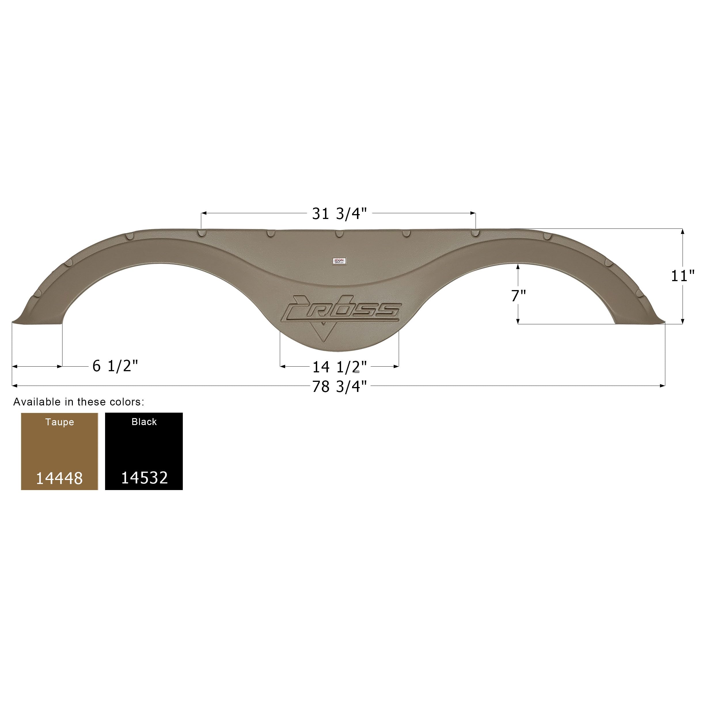Fender Skirt ICON 14532, Tandem, Forest River, FS4448, Black