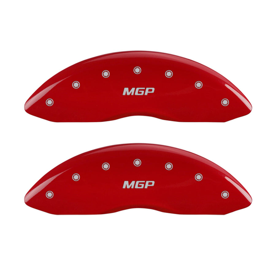 Brake Caliper Covers MGP - 2012-2017 Chevrolet Express 2500 (14243s) Front and Rear Set - MGP Logo - Red