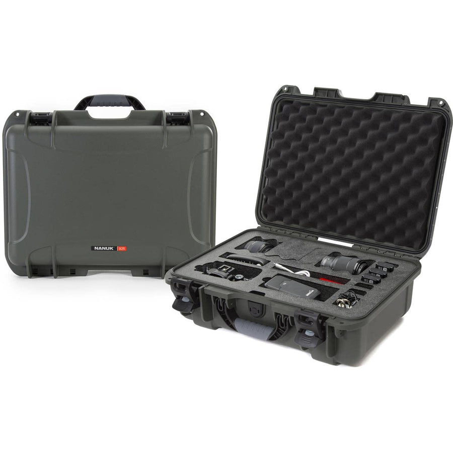 Waterproof Nanuk 925 Hard Case Carry-on with Foam Insert for Canon, Nikon - 1 DSLR Body and Lens/Lenses - Olive