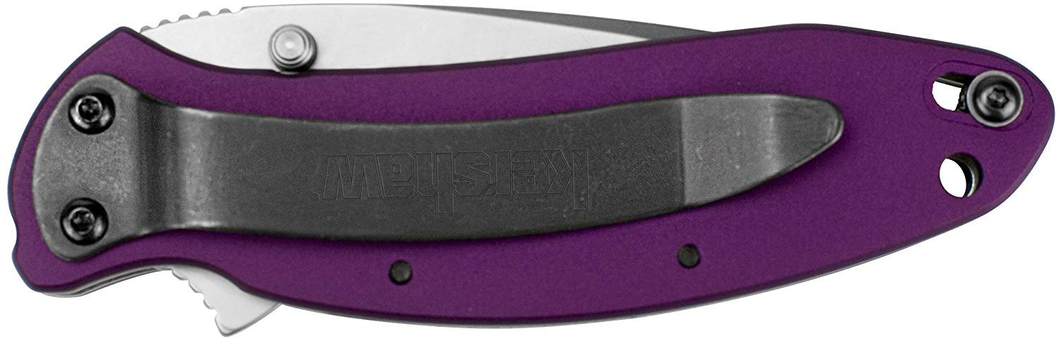 Kershaw Purple Scallion Folding Knife (1620PUR), 2.4 Bead-Blasted 420HC Steel Blade, Anodized Aluminum Handle, SpeedSafe Assisted Open, Flipper, Liner and Tip Lock, Single-Position Pocketclip; 2.5 OZ