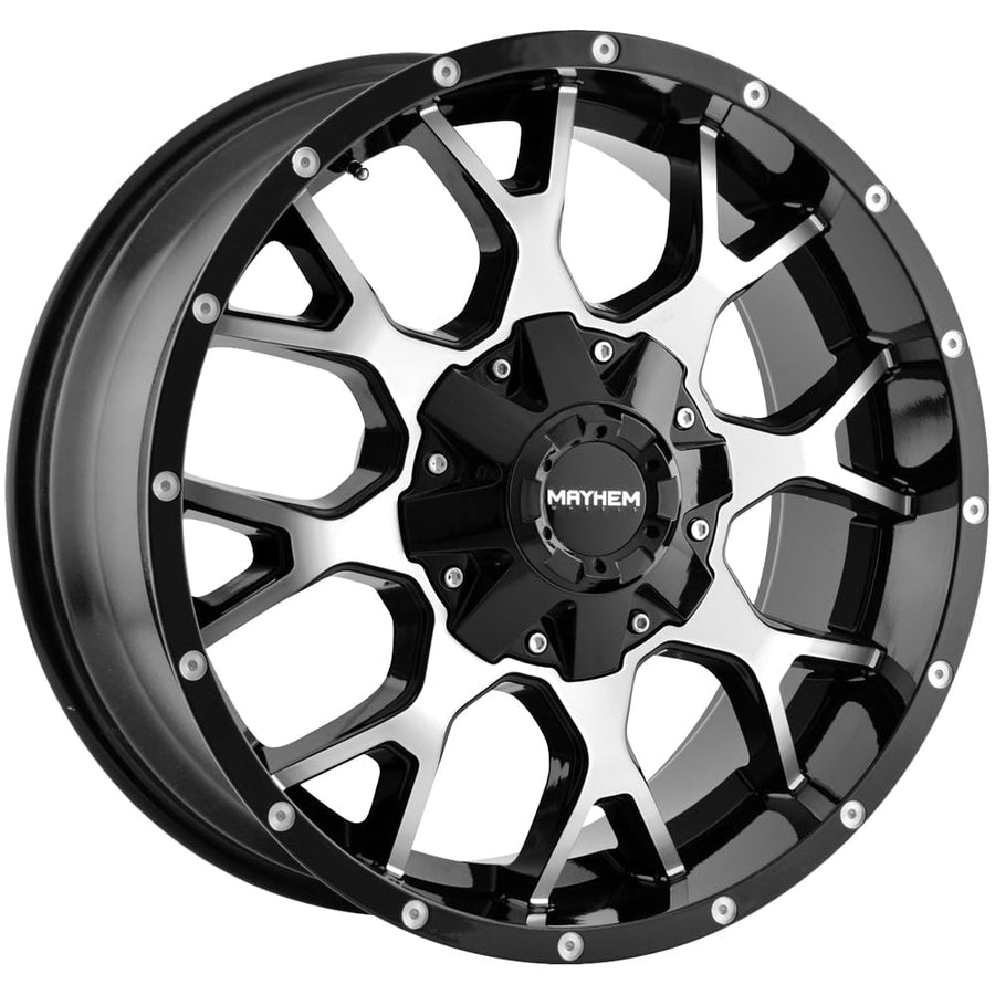 Warrior Mayhem 8015 Black Wheel with Gloss Machined (17 x 9. inches /8 x 165 mm, 18 mm Offset)