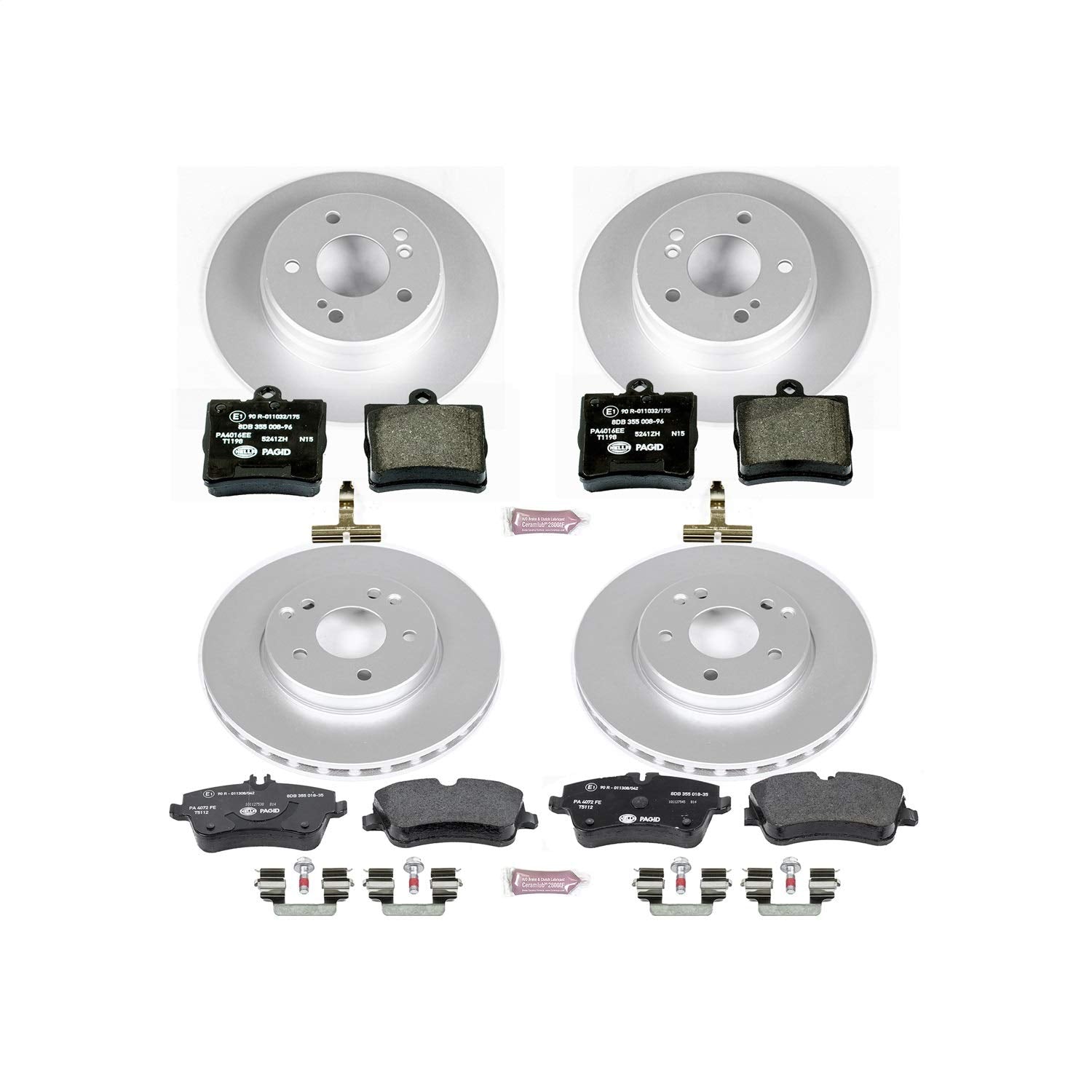 Power Stop ESK2812 Euro-Stop Front & Rear Brake Kit and 2 Front Sensor Wires For Mercedes-Benz C230 2002-2005, Mercedes-Benz C240 2001-2005 [Model Specific]