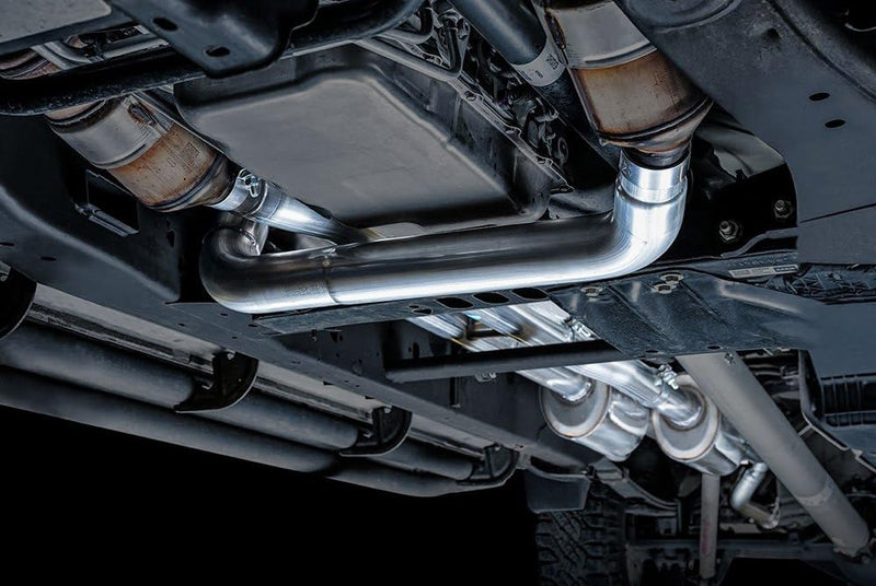 4th Gen AWE Tuning GM 1500 6.2L 0FG Catback Split Rear Exit (w/Bumper Cutouts) - Quad Chrome Tips - 3015-42203