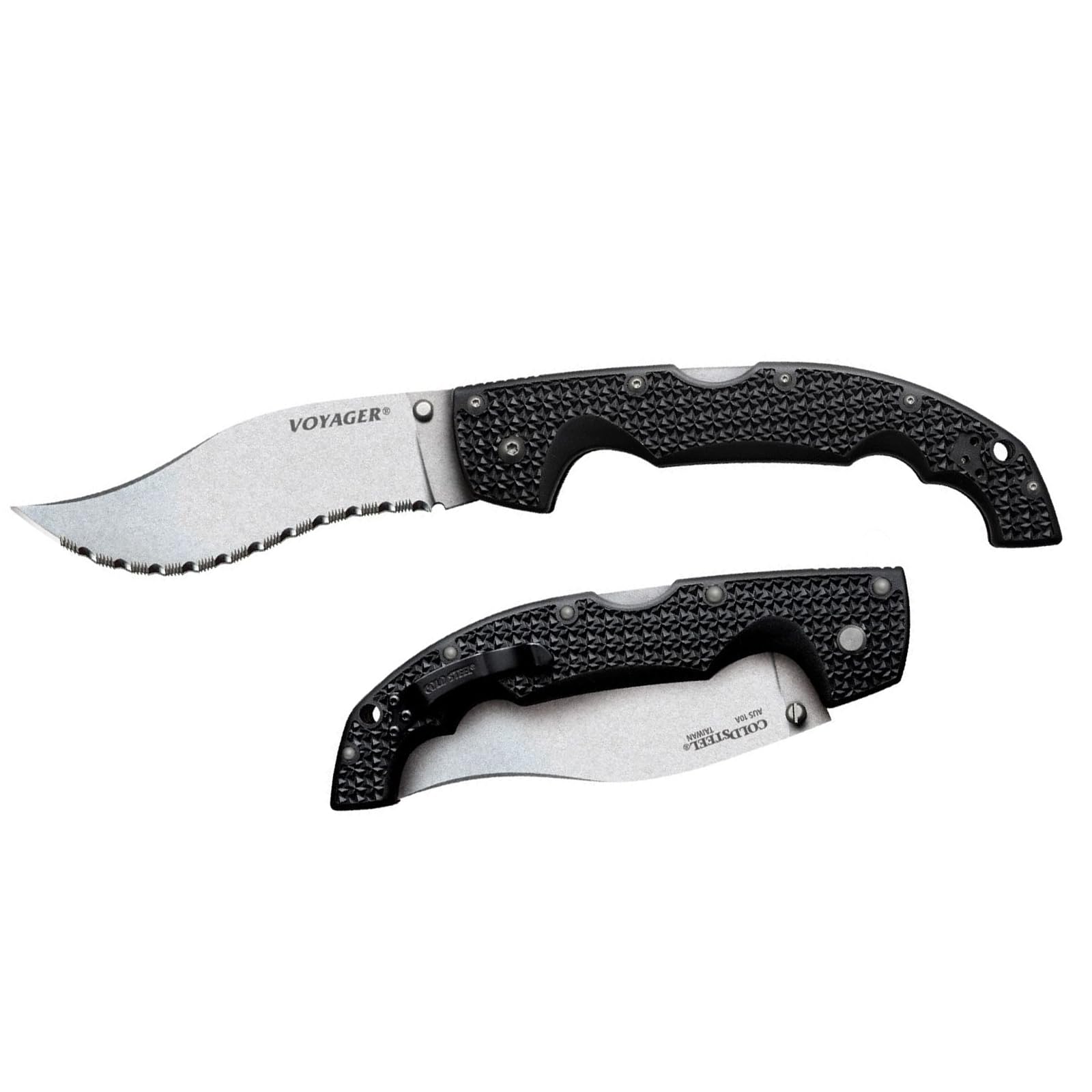 Cold Steel Vaquero XL Voyager 5.5" AUS10A Kukri Serrated Edge Razor-Sharp Blade 6.75" Griv-Ex Handle Everyday Carry Tactical Folding Knife