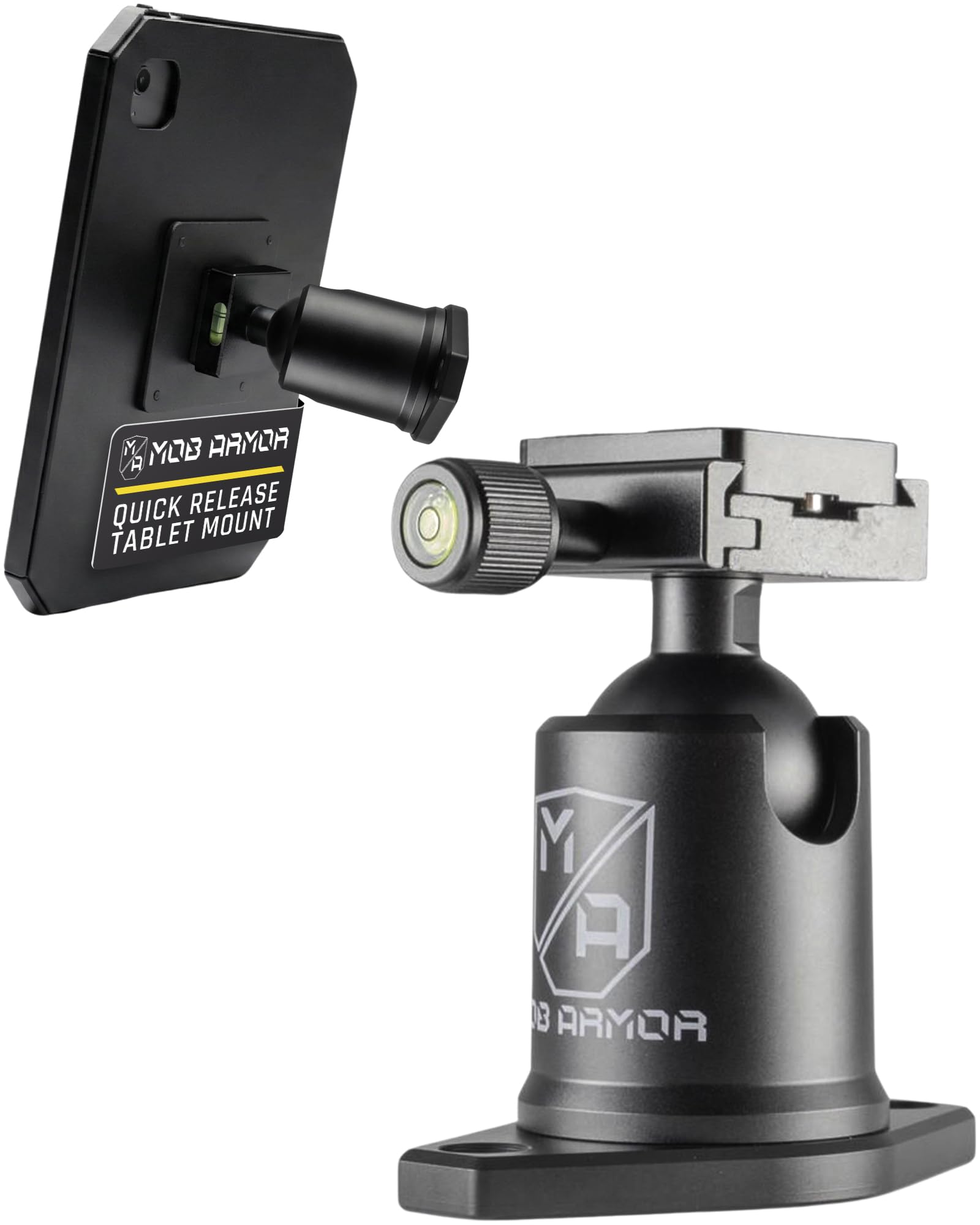 Mob Armor Grip Maxx Combo Direct Mount - Rugged Tablet Holder with Quick Detach System, Adjustable Swivel Ball Head, and Dual Installation Options for Cars, Workspaces, and More