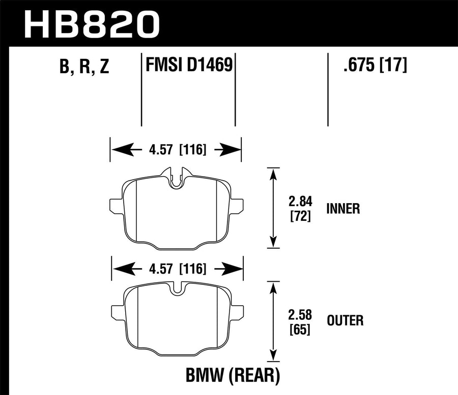 Hawk Performance HPS 5.0 HB820B.675 Street Brake Pads