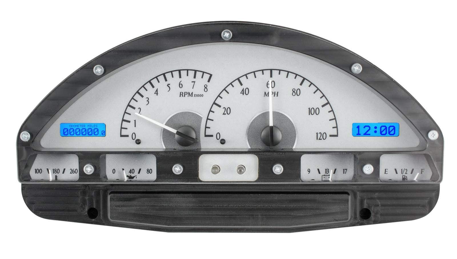 Dakota Digital VHX-56F-PU-S-B Analog Dash Gauge System with Blue Backlighting Compatible Ford 1956 Pickup Truck Silver Alloy