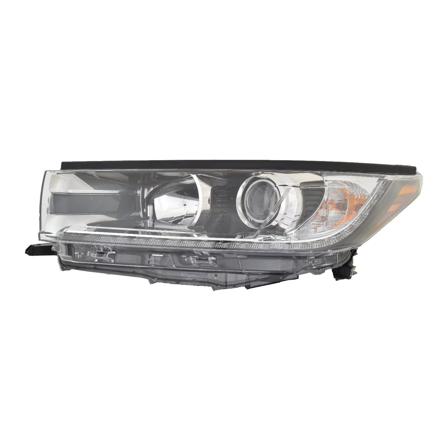 Toyota Highlander/Hybrid 17-18 Headlight with SMOKED Chrome Accent Limited and LED Day time Running Light Driver Side | DOT Certified 81150-0E360 | TO2502258