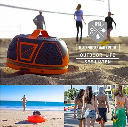 Wow World of Watersports 17-9000 Wow Sound, Bluetooth Floating Speaker, Waterproof, 50 Hour Battery, 360 Degree Sound, LED Light, Fits in A Cup Holder (Orange), 9 x 8.5"