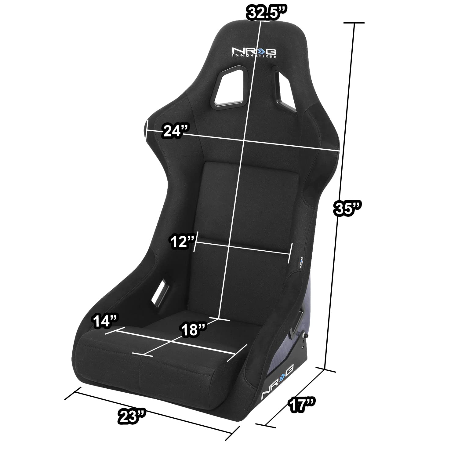 NRG Innovations Fixed Back NRG-RSC-302CF-BL Bucket Racing Seat with Universal Side Mount Bracket, Blue Carbon Fiber Back