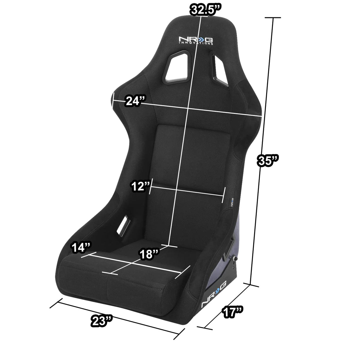 NRG Innovations Fixed Back NRG-RSC-302CF-BL Bucket Racing Seat with Universal Side Mount Bracket, Blue Carbon Fiber Back