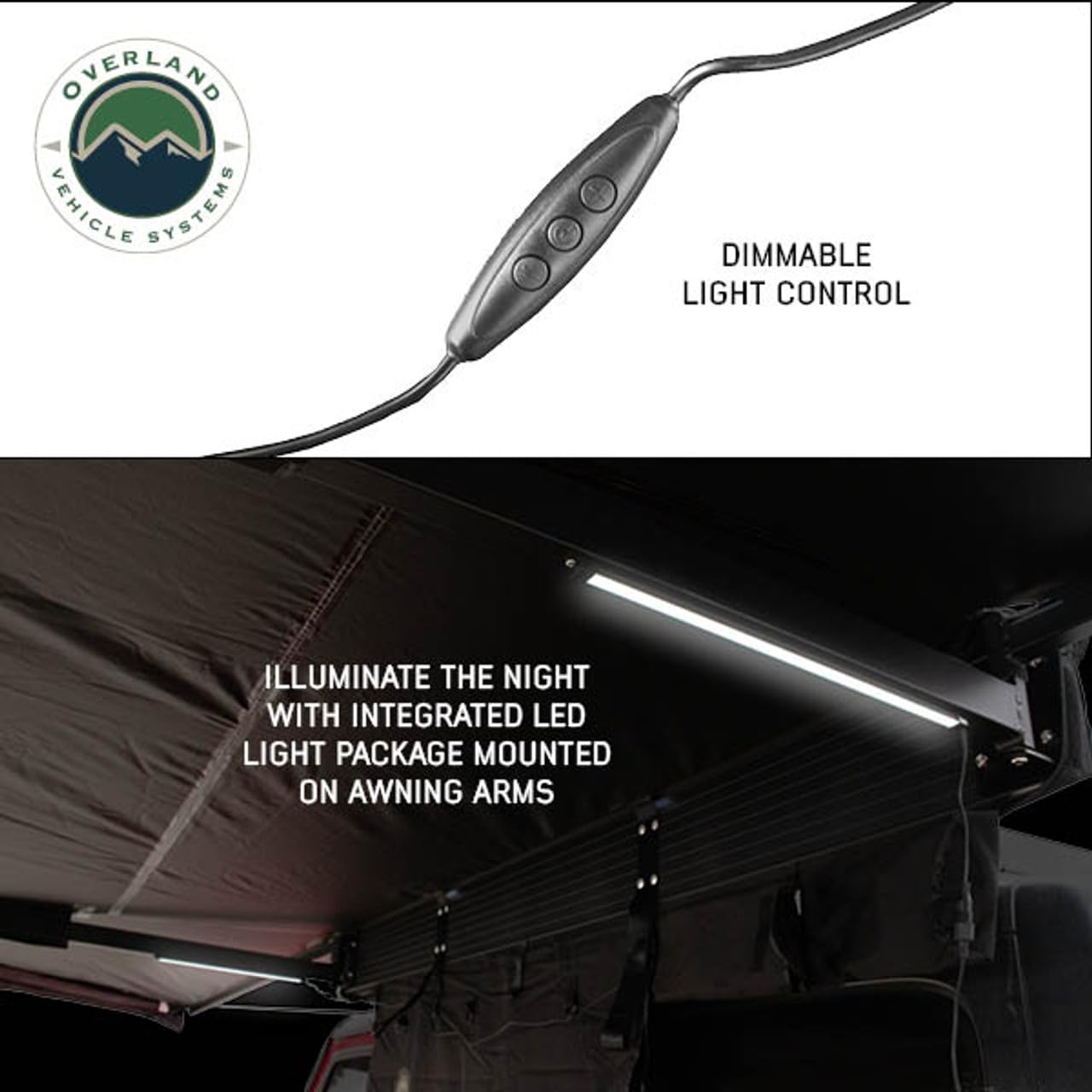 XD Nomadic 180 Awning Overland Vehicle Systems with Built in LED Lighting | Black Out Body and Trim | Includes Black Travel Bag