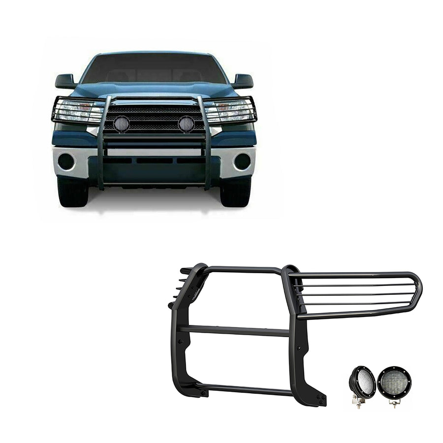 Bumper Guard Modular Black Horse Grille brush Come with Pair of 5.3" Dia.LED Lights with Black Trim Ring Compatible with 08-22 Sequoia|07-21Tundra(Excl. 08-21 Platinum/Limited)-17A098900MA-PLFB