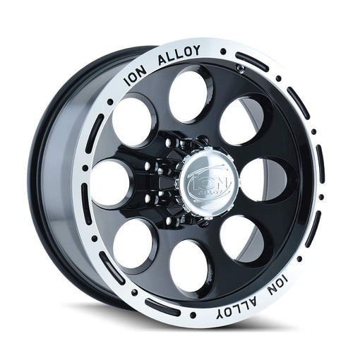 MACHINED Lip Ion Alloy 174 Black Wheel (16 x 10. inches /5 x 135 mm, -38 mm Offset)