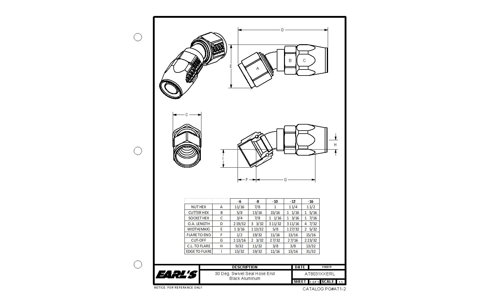 Earl's Ano-Tuff AT803112ERL Swivel Seal Hose End
