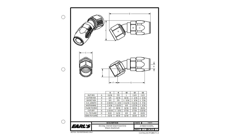Earl's Ano-Tuff AT803112ERL Swivel Seal Hose End