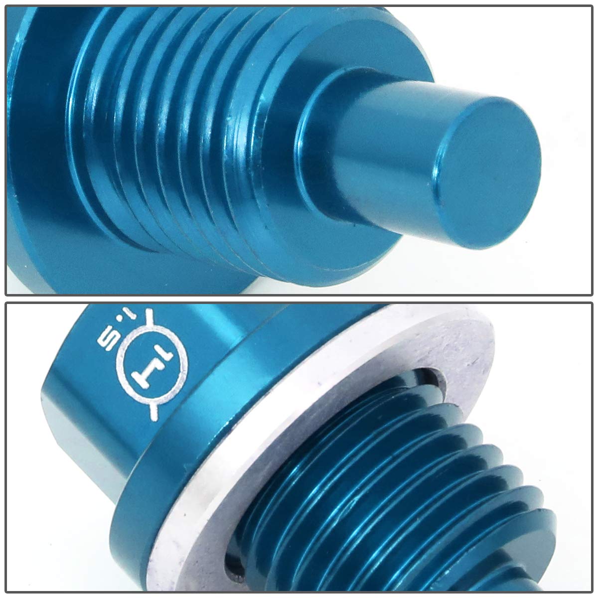 NRG Innovations Magnetic Oil Drain Plug, Engine Oil Drain Nut M14 X 1.5 Thread Size w/Washer, Blue, T-6061 Aluminum w/Stainless Steel Internal Magnet, NRG-NOP-100BL