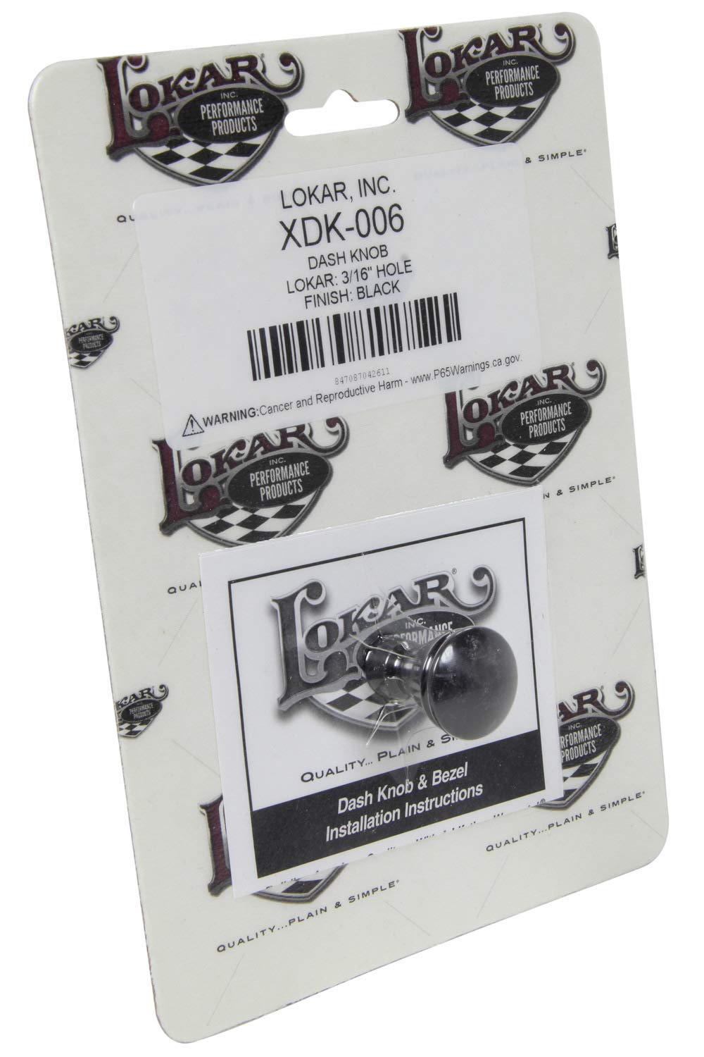 Lokar XDK-006 Performance Products Dash Knob - 3/16" Hole - Black