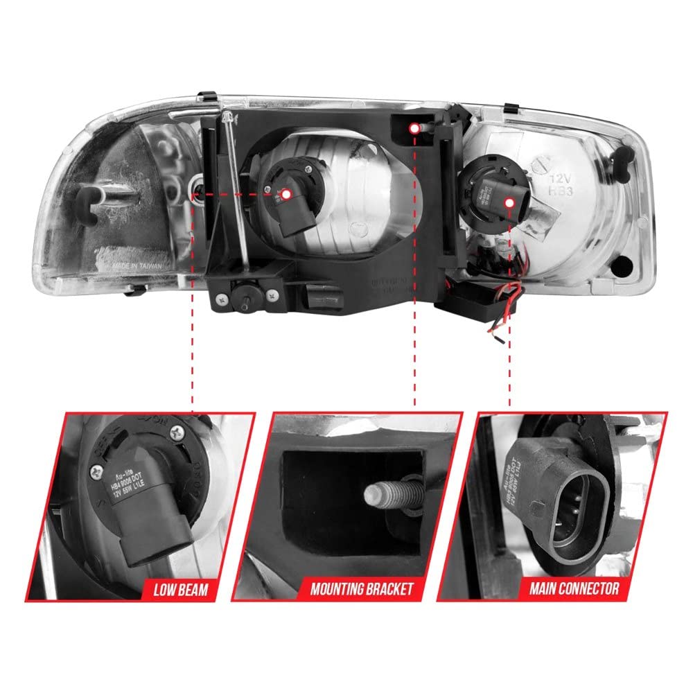 Anzo (111522) Black Amber Anzo 99-17 GMC Sierra/Denali Headlights (w/C Light Bars)