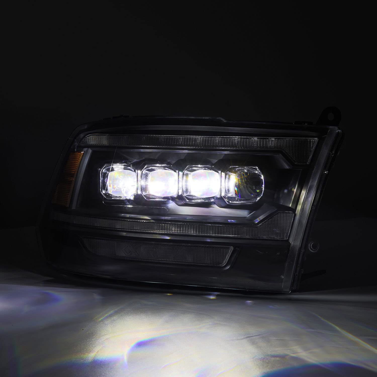 NOVA LED Proj Headlights AlphaRex 09-18 Dodge Ram 2500 Plank Style Design Black w/Activation Light
