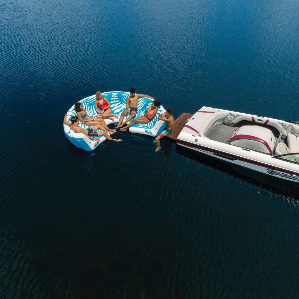 Inflatable Water Resort Island Wow Sports, Inflatable Lounger Float, Ideal for Kids and Adults, 6-8 Persons