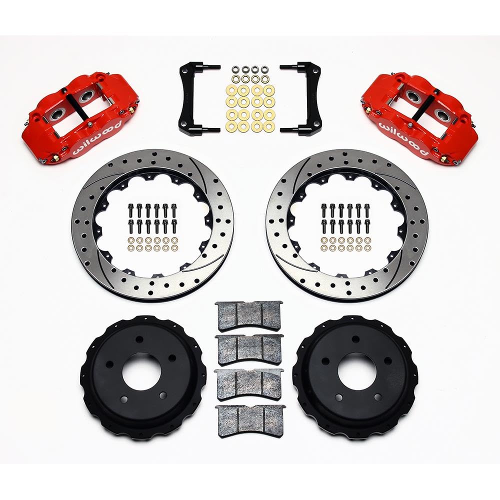 140-9830-DR WILWOOD FNSL4R Rear Kit,12.88", Drilled, Red 98-02 Camaro/Firebird