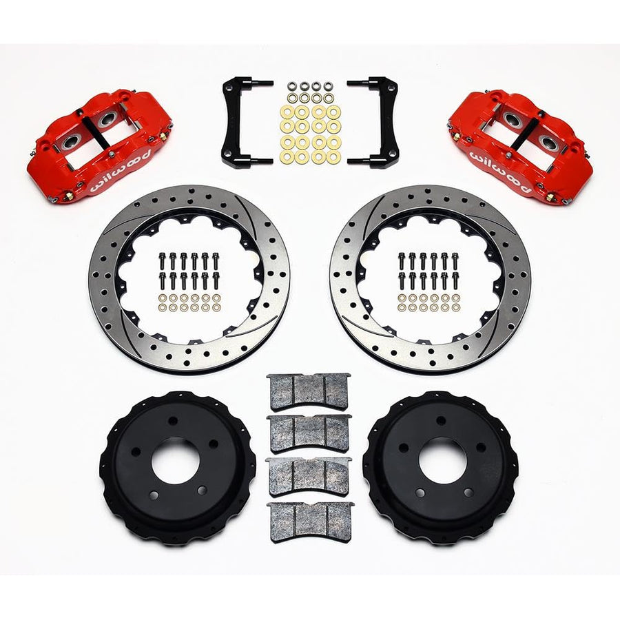 140-9830-DR WILWOOD FNSL4R Rear Kit,12.88", Drilled, Red 98-02 Camaro/Firebird