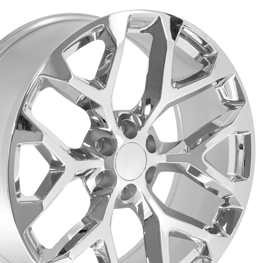 24 Inch OE Wheels CV98B Rim Fits Silverado 1500 Snowflake Style 6x139.7 24x10 Chrome - Hollander 5668 (1)